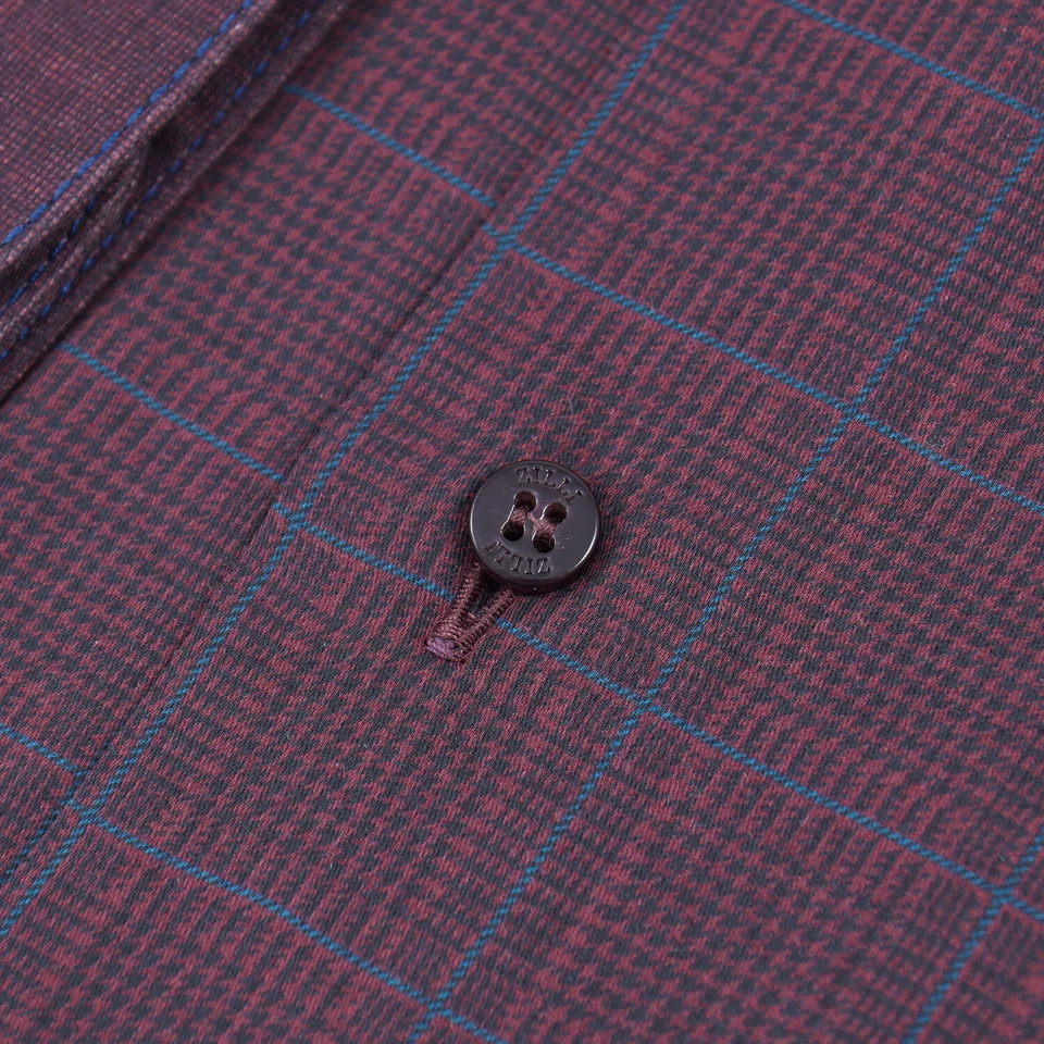Camisa de vestir Zilli a medida ciruela púrpura cuadros algodón 17,75 (UE 45) NUEVA CON ETIQUETAS Foto 2 de 4