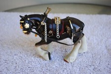 Vtg  Draft Horse Clydsdale Shire Porcelian Leather Harness Tack figurine