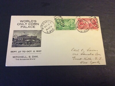 1937 CORN PALACE Envelope Mitchell, South Dakota Postmarked 