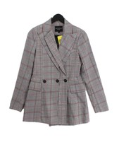 Walter Baker Women's Blazer S Grey Checkered Polyester With Spandex Overcoat