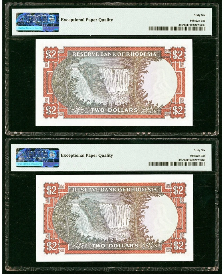 Bank of Rhodesia 2 Dollar 1979 Pick 39b* Replacement/Star Note PMG 66 EPQ - Image 2 of 2