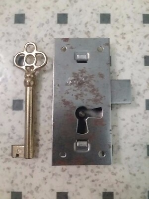 Vintage Lock Mortise With Skeleton Key Made in Germany Restoration Hardware