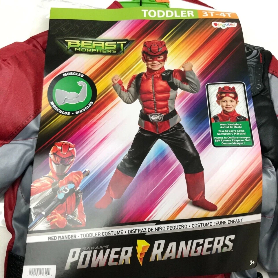 Nuevo Disfraz Muscular Halloween Beast Morphers RED POWER RANGER Niños Pequeños 3T-4T Foto 4 de 4
