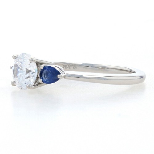 Platinum Semi-Mount Engagement Ring 6-6.5mm Center w/ Sapphires .40ctw - Picture 3 of 6