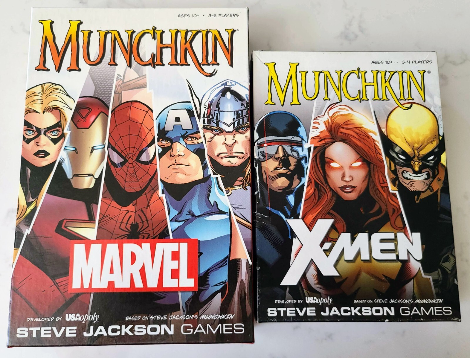Munchkin Marvel and Munchkin X-Men  -- Steve Jackson Games. New, open boxes.