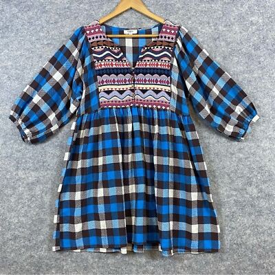 blue plaid babydoll dress STALLION GINGHAM PLAID BABYDOLL MINI DRESS – Mable Clothing main image 0