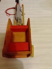 Attelage avec cheval jouet ancien tout en bois vintage 50's 60's