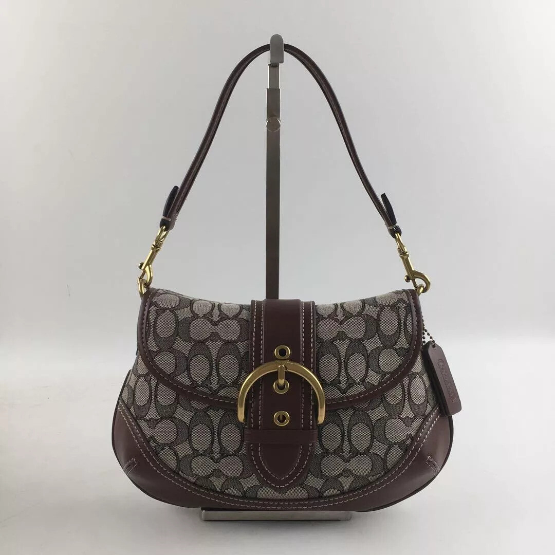 バッグ coach handbag signature soho brown C*ACH Soho Signature Jacquard Top Handle Shoulder Bag CJ814