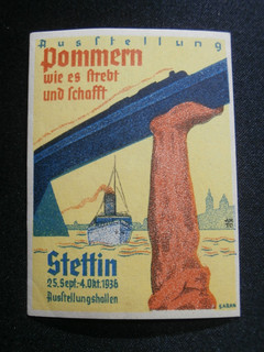 Ausstellung Stettin i. Pommern 1936 alte Reklamemarke Marke Reklame !!