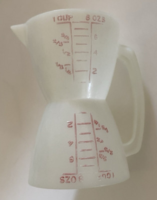 Vintage Tupperware Wet Dry Double Sided Measuring Cup 8 oz 1 Cup Hourglass VGUC