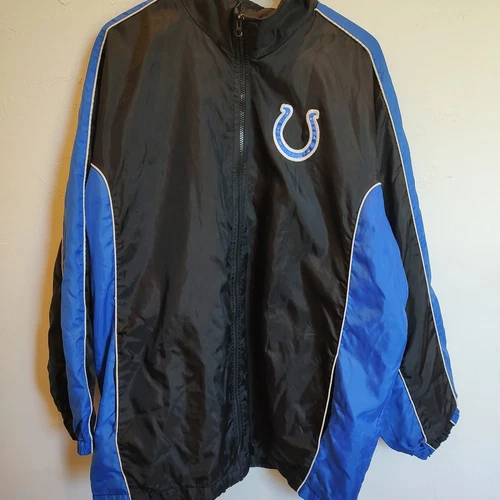 VETEMENTS Giacca con cappuccio NFL Indianapolis Colts blu bianco nero full zip ricamata