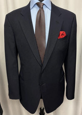 Armani Collezioni Navy Wool Suit Jacket   44R   Double-Vented, Notch Lapel