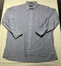 VTG Christian Dior Monsieur Button Dress Shirt 17 32/33 Classic Blue USA Made