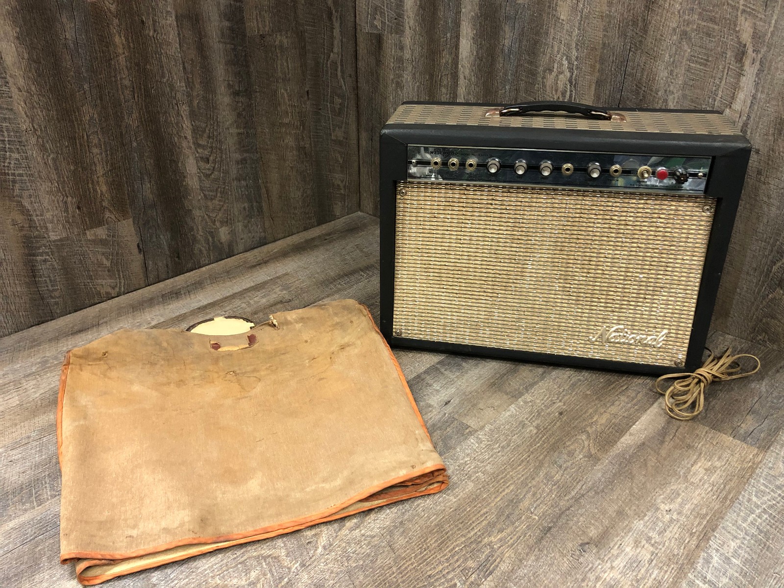 Vintage 1966 National Westwood 22 Amp Model N6422TR Black Tolex w/ Cover WORKS!