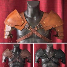 Medieval Vintage Pauldrons Shoulder Armor Costume Party Faux Leather Cos Props