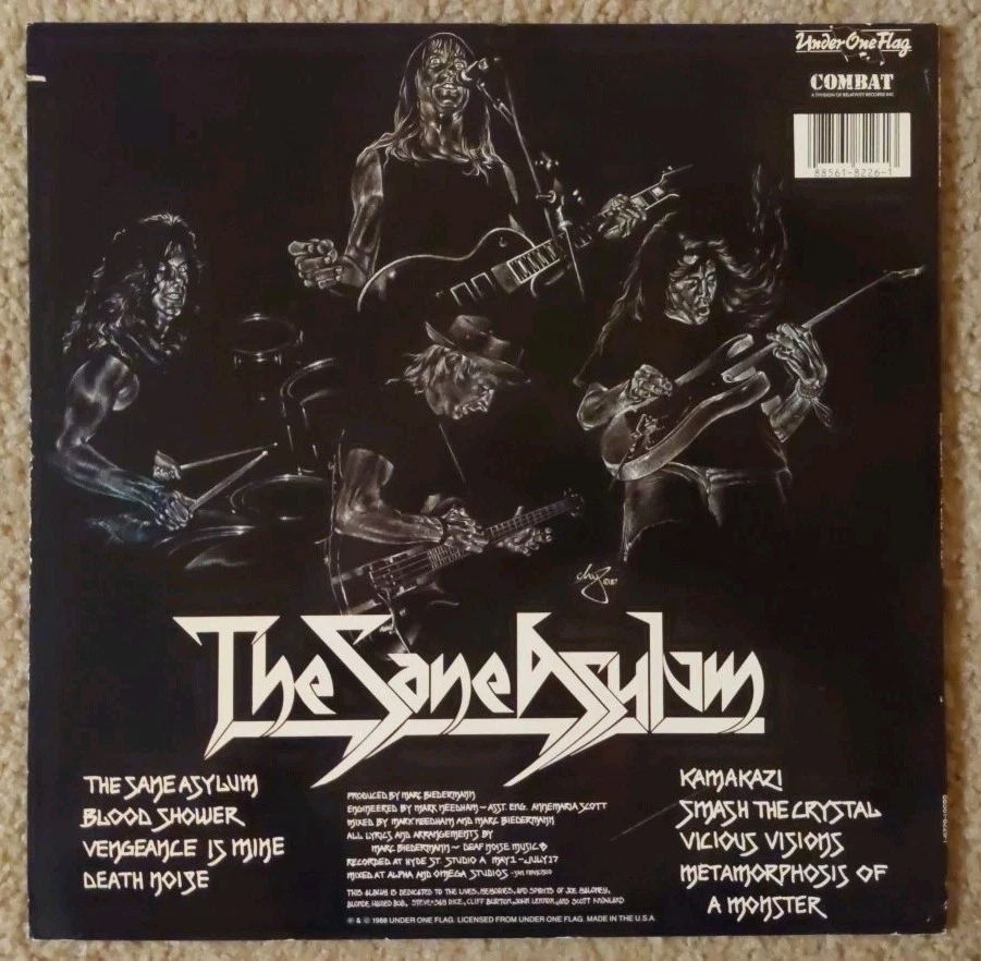 Blind Illusion: The Sane Asylum 1988 Combat Records Vinyl LP OIS VG+/VG+ Primus - Image 2 of 4