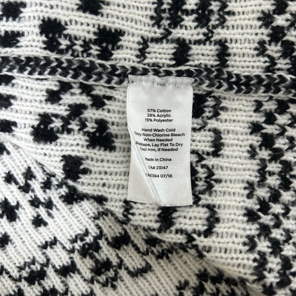 Cárdigan Suéter Talbots Para Mujer 1X (XL) Negro Blanco Fair Isle Tejido Frente Abierto Foto 3 de 4