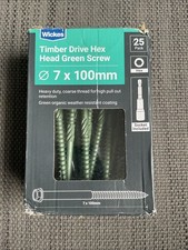 Wickes Drive Hex Head Green Screw 7x100mm Socket Included Heavy Duty Decks Joist