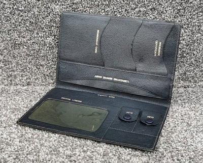 60er Jahre Vintage blaue Leder Geldbörse Führerschein Versicherung Ausweis Schlüssel Geldfach