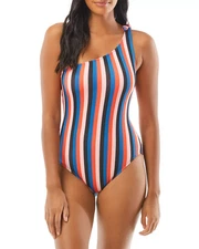 kate spade new york Bunny Striped One Shoulder One Piece Swimsuit Small yse1621
