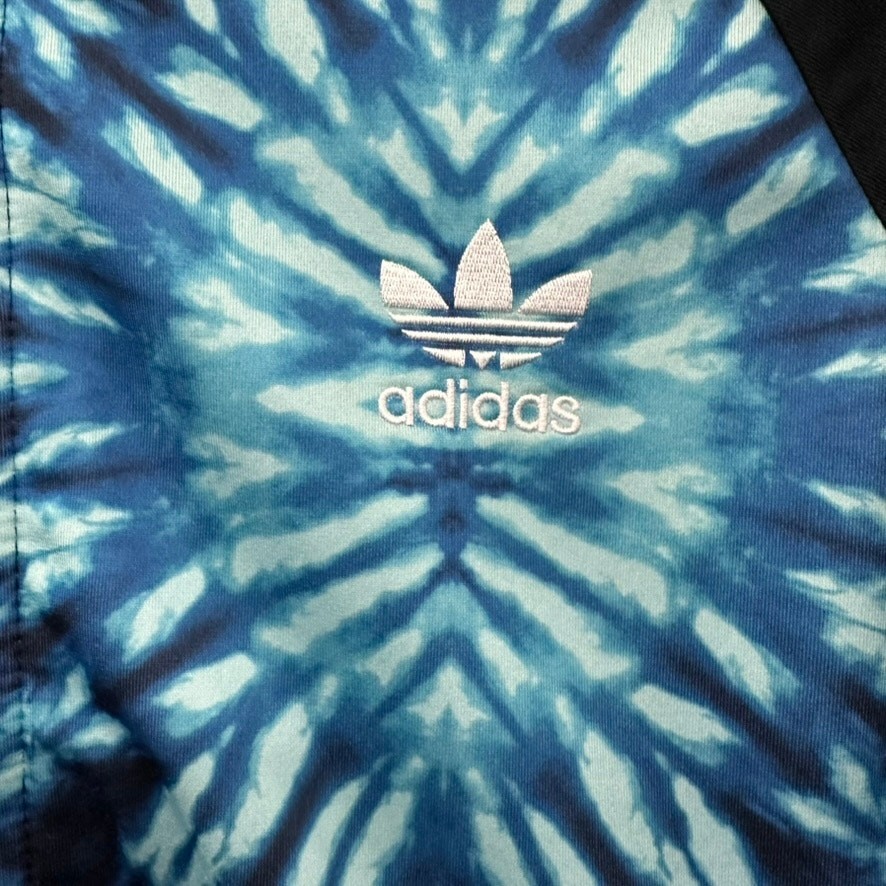 Adidas Men's Medium Blue Black Tie Die Full Zip Track Jacket Workout Activewear