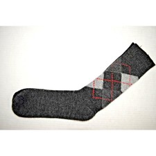 Vintage Socks 70s Scottish Argyle Wool Blend Shades of Gray Orange 8" x 9.5"