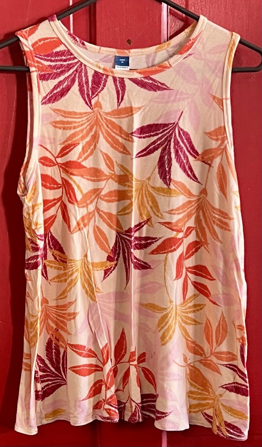 Old Navy Women's Sleeveless Scoop Neck Shirt Top Size Med Color Orange Floral