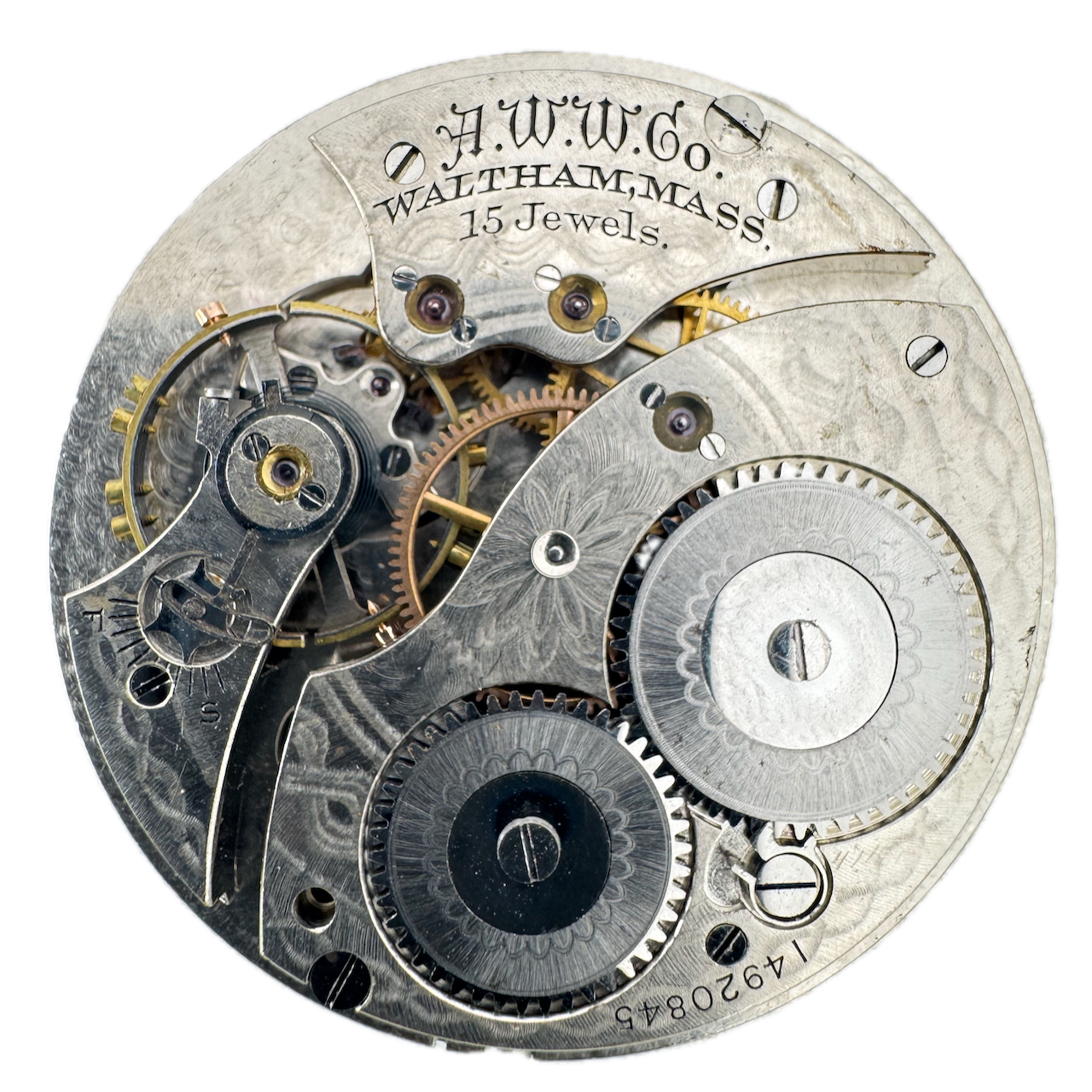 Antique 8s 1907 Waltham 15j Mechanical Pocket Watch Movement 1420 USA