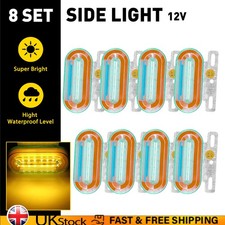 8X 12V Truck Side Marker Light Dynamic LED Yellow Trailer Lorry Van Bus Caravan