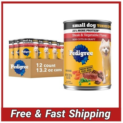 Pedigree Small Dog Tender Bites Wet Food Steak & Vegetable 13.2oz Cans 12-Pack