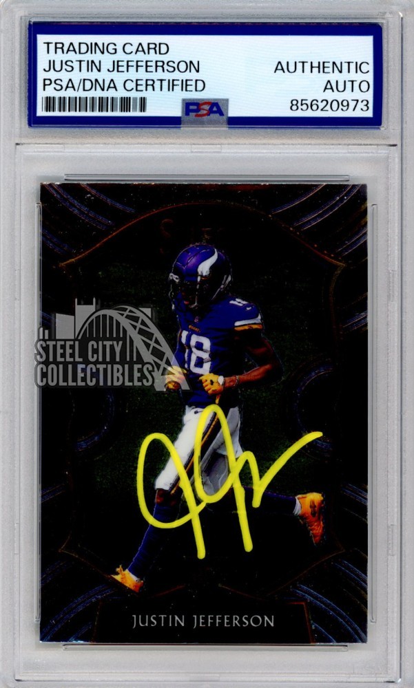 Justin Jefferson 2020 Select Concourse Autograph Rookie Card 61 PSA/DNA (Yellow)