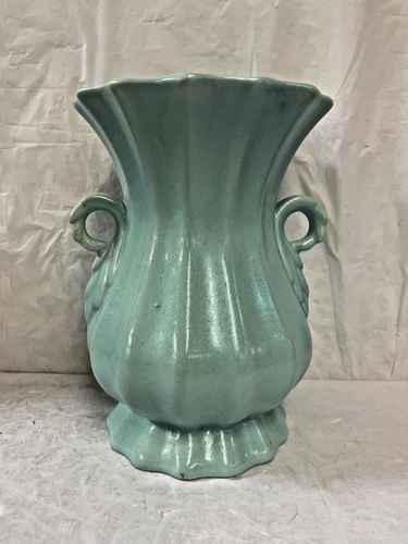 Haeger Dunde Pottery Two Handled Blue Glazed Ceramic Vase