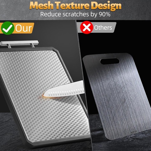 Large StainlessSteel Cutting Board Kitchen Chopping Board 16.42×11" Double Sided - Picture 6 of 8