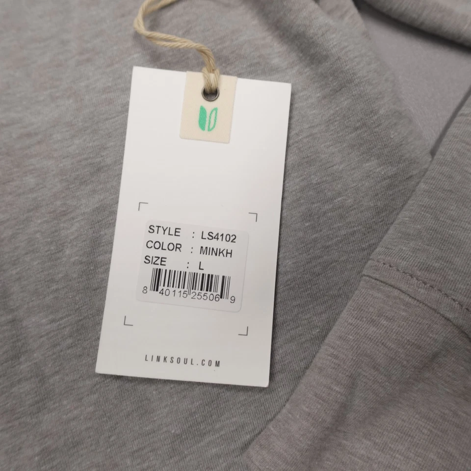 Sudadera con Capucha Linksoul Anza Ligera LS4102 Gris Suave Mezcla de Algodón Orgánico Talla L Foto 3 de 4