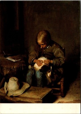 Gerhard Ter Borch Boy Catching Fleas Off His Dog Fine Art Museum Postcard