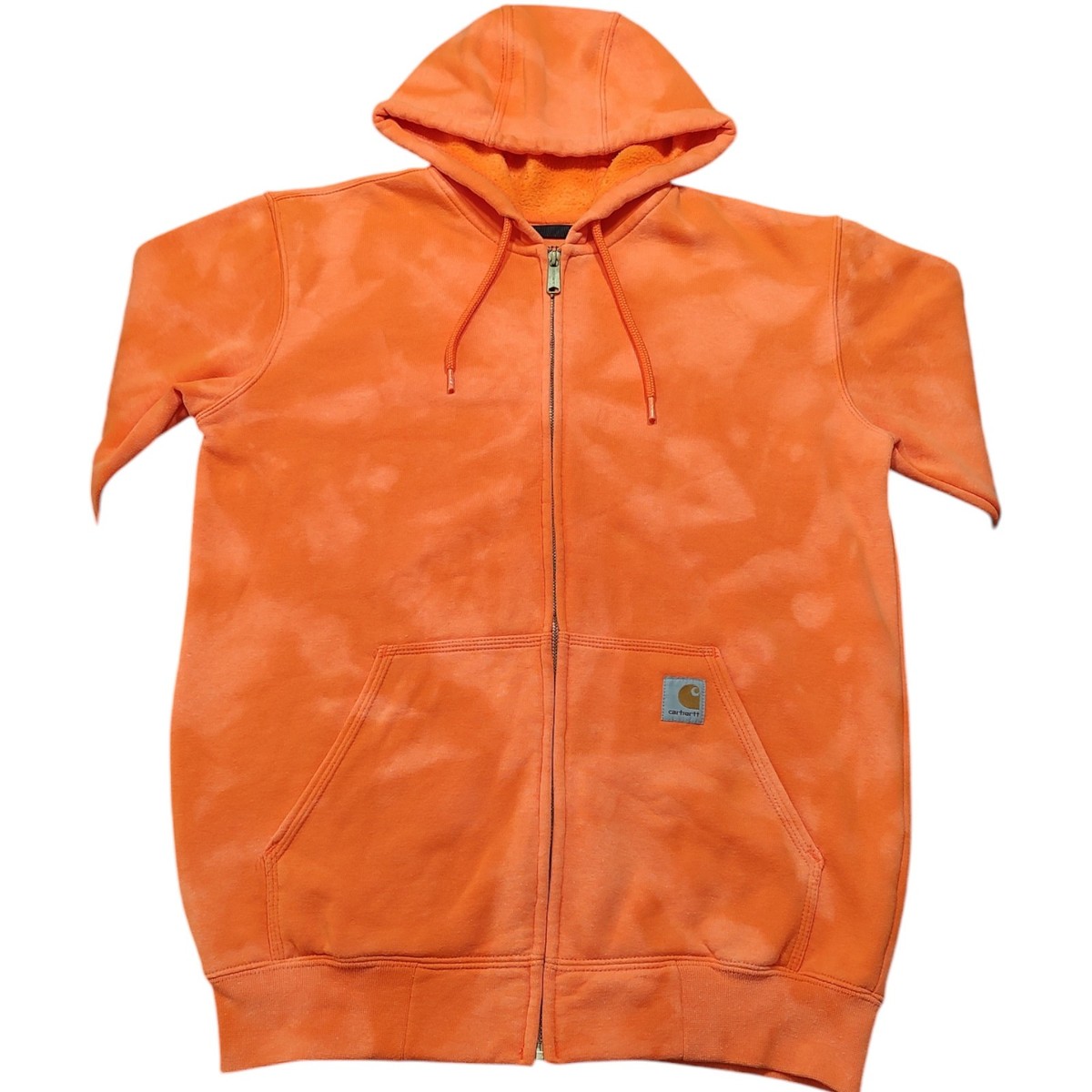 Carhartt Mens Tag S Orange Hoodie Sweatshirt Full Zip Acid