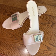 Yulenia Nude/Beige Low Heel Dress Leather Sandal Size 10