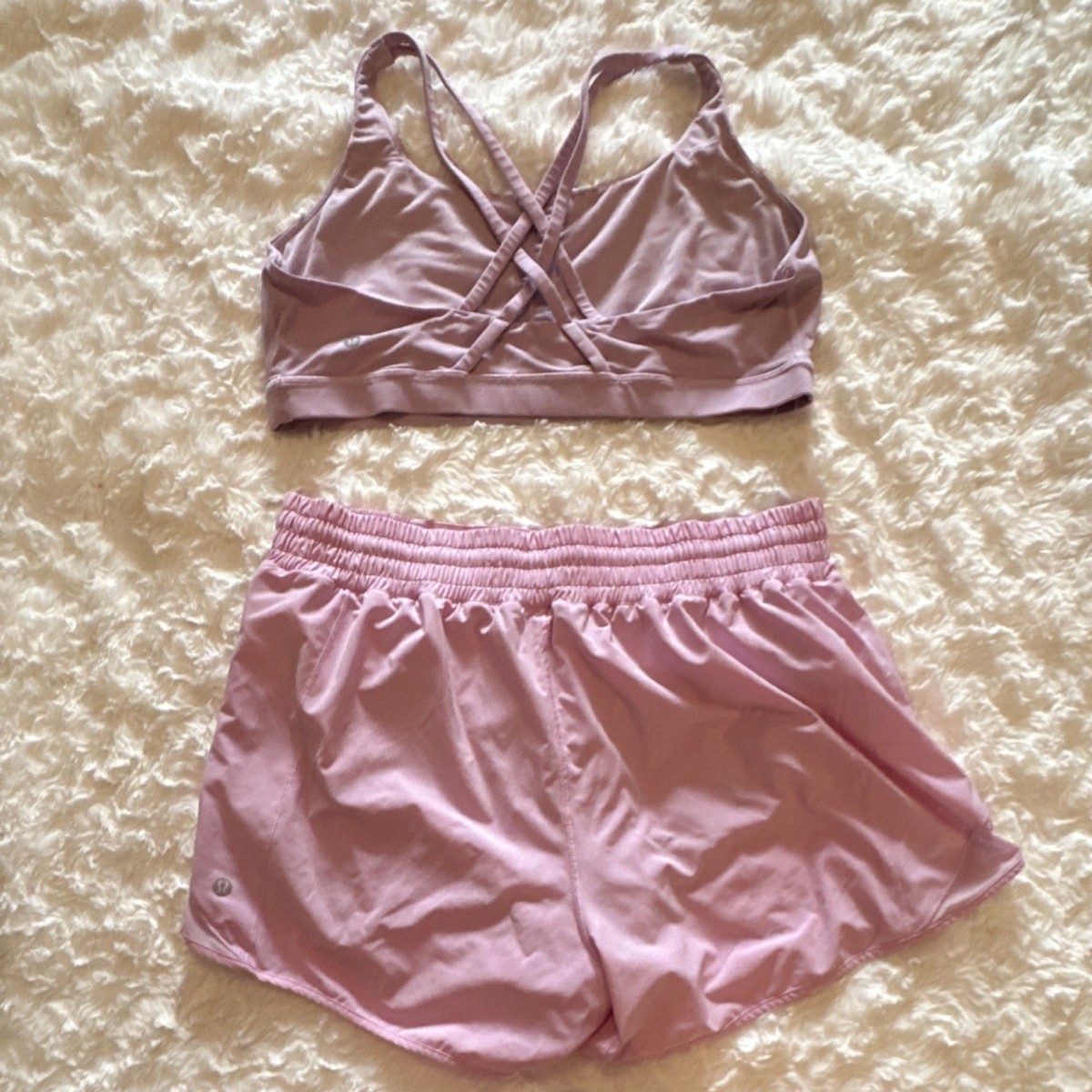 Lululemon Light Pink matching shorts and bra set | eBay