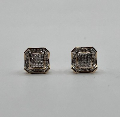 Quadratische natürliche Diamant-Ohrringe 10 Karat Gelbgold 0,30 kt