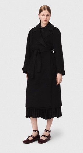 New MAJE Double-faced Longline Wool coat In Black Size 38/ M $860