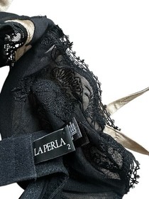 La Perla Bra Sheer Floral Applique Lace Black Balconette Underwire Size 34 Italy