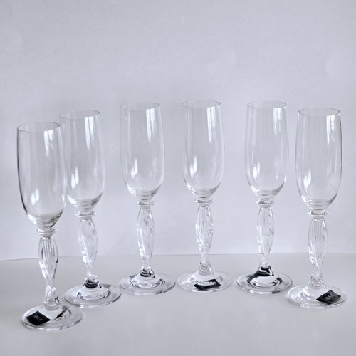 Mikasa Alessandra Austrian Lead Crystal Champagne Flutes Twisted Stem Set of 6 - Picture 14 of 14