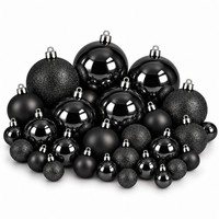 Mica Decorations Weihnachtskugeln Schwarz 46-Teilig - Bruchsichere Christbaumkug