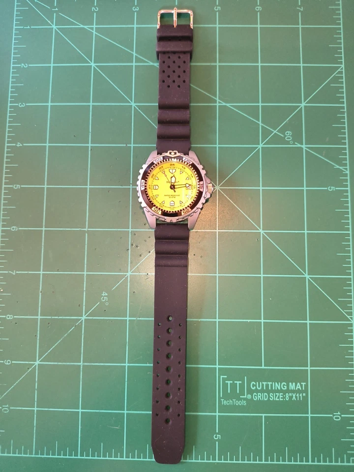 40 мм импульс M1 мужской кварц дайв-часы AC серии 0033 DV00.1M12.364 желтый циферблат - Изображение 3 из 4