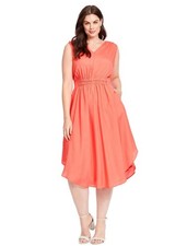 Eshakti Ruched Shirttail Coral Dress Size 22