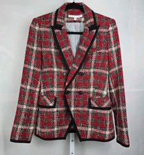 Veronica Beard Harriet Cutaway Red Checked Jacket Top Coat Blazer Size 4