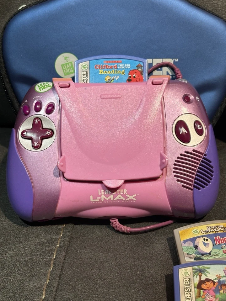 LEAP FROG LEAPSTER HANDHELD L-MAX GAME SYSTEMS 12 FREE GAMES & Cases Untested - Image 3 of 4