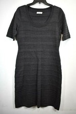 Calvin Klein Womens Black Short Sleeve Scoop Neck Wool Blend Sweater Dress M