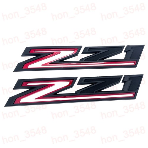 2PC 2019-2023 Chevy Silverado Z71 Emblem Fender Letter Badge Chrome Red