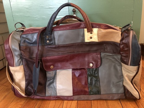 patchwork leather duffle bag